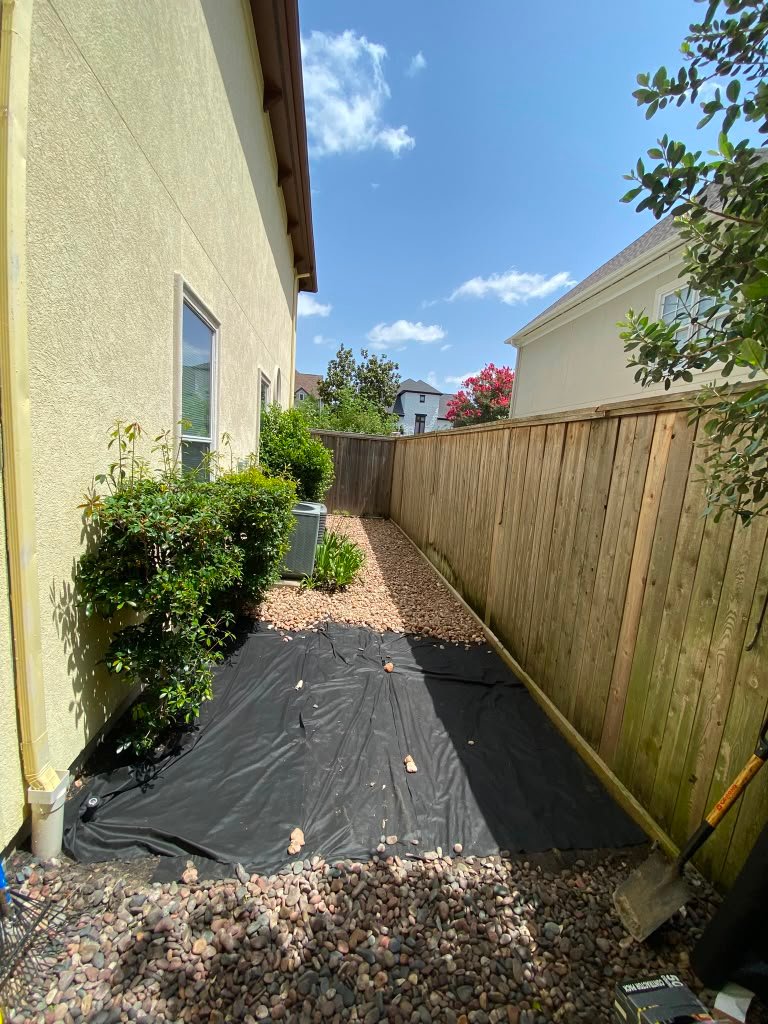 Detailed stone landscaping installation in Houston